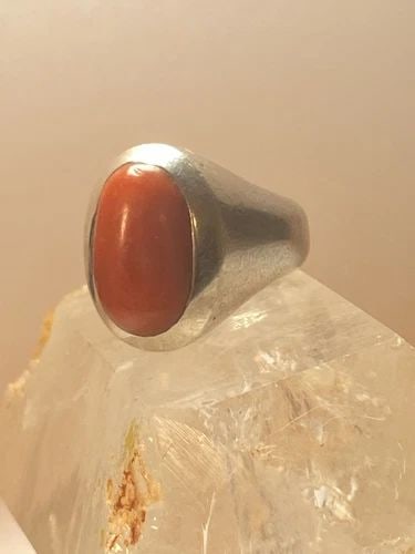 CORAL RING SIZE 6.50 SOLID BAND STERLING SILVER MEN WOMEN (1 of 1)