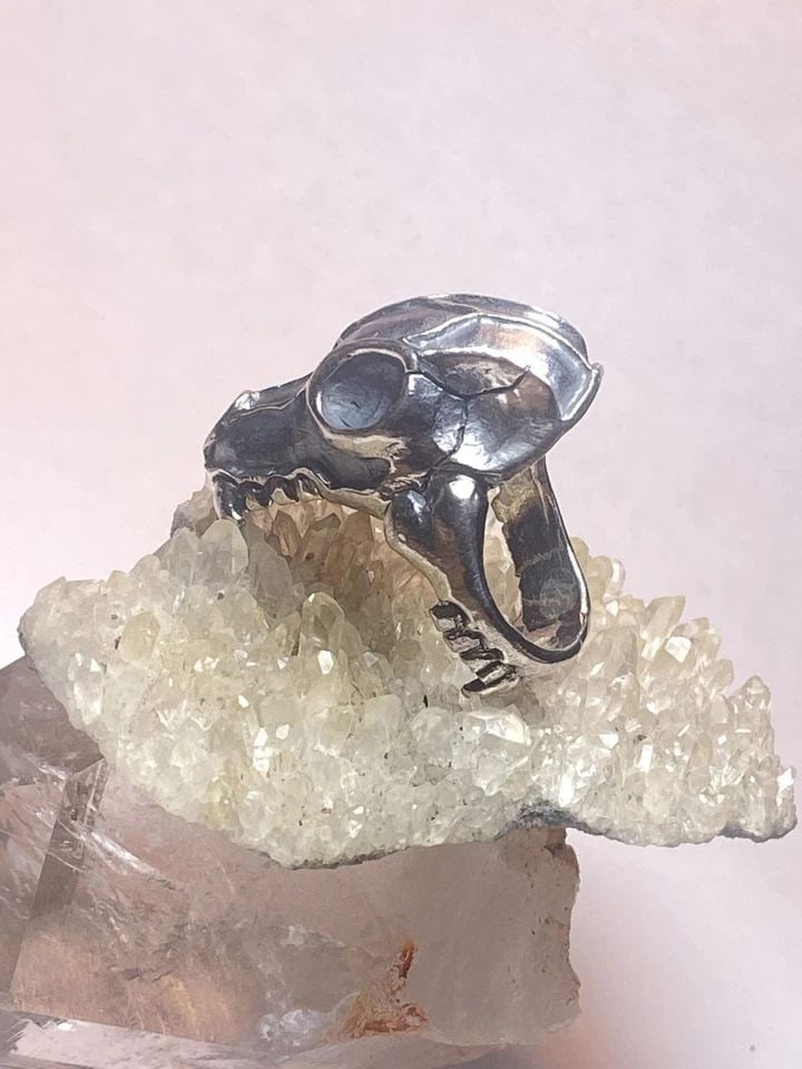 ANIMAL SKULL RING SIZE 11.75 BIKER BAND STERLING SILVER WOMEN MEN (1 of 2)