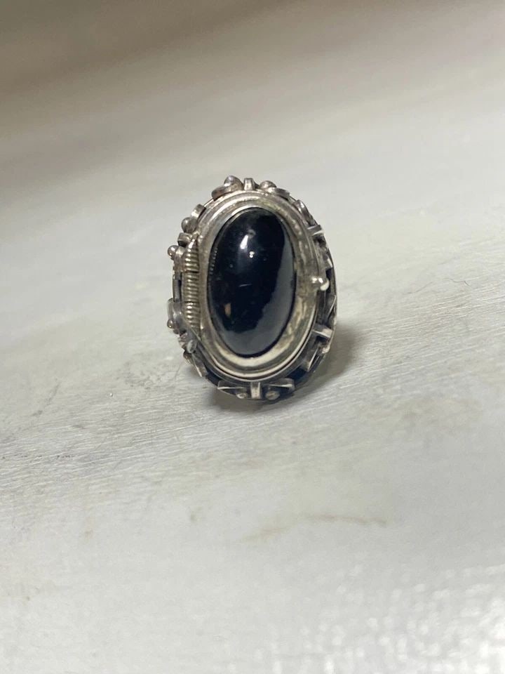 POISON RING SIZE 5 ONYX LONG MEXICO SOUTHWEST STERLING SILVER WOMEN (1 of 2)