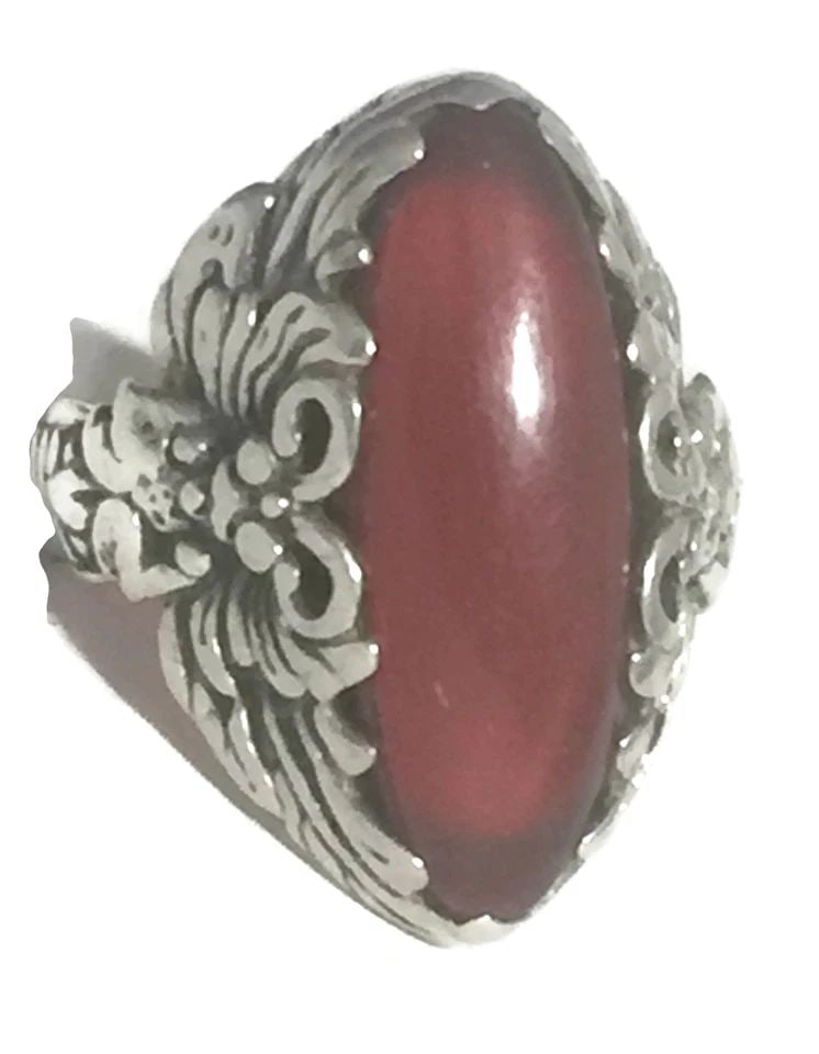 VINTAGE CARNELIAN BUTTERFLY LONG STERLING SILVER PINKY BOHO RING SIZE 6.25 (1 of 2)