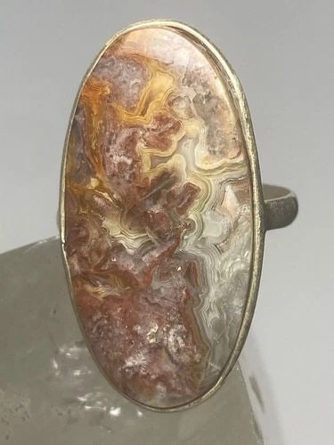 AGATE RING LONG SOUTHWEST STERLING SILVER WOMEN (1 of 1)