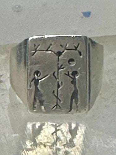 ADAM AND EVE RING MEXICO BAND TREE APPLE SNAKE SIZE 5.75 STERLING SILVER WOMEN (1 of 1)