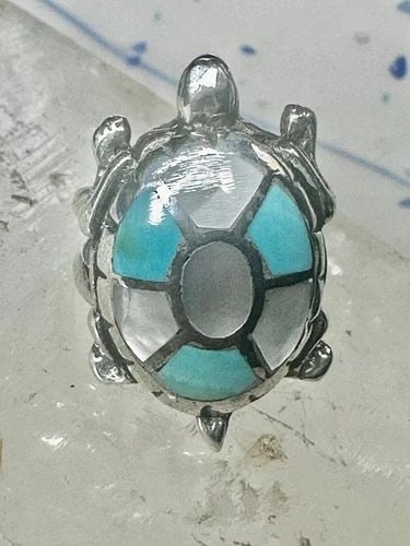 NAVAJO TURTLE RING SIZE 5.50 TURQUOISE MOP STERLING SILVER WOMEN GIRLS (1 of 1)