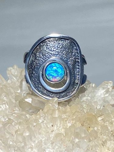 OPAL RING SIZE 7.25 FLORAL ABSTRACT BAND STERLING SILVER WOMEN GIRLS (1 of 1)
