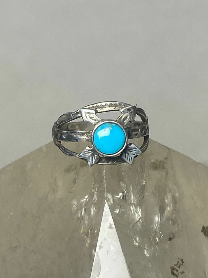ARROWS RING TURQUOISE BAND NAVAJO SOUTHWEST STERLING SILVER WOMEN (1 of 2)