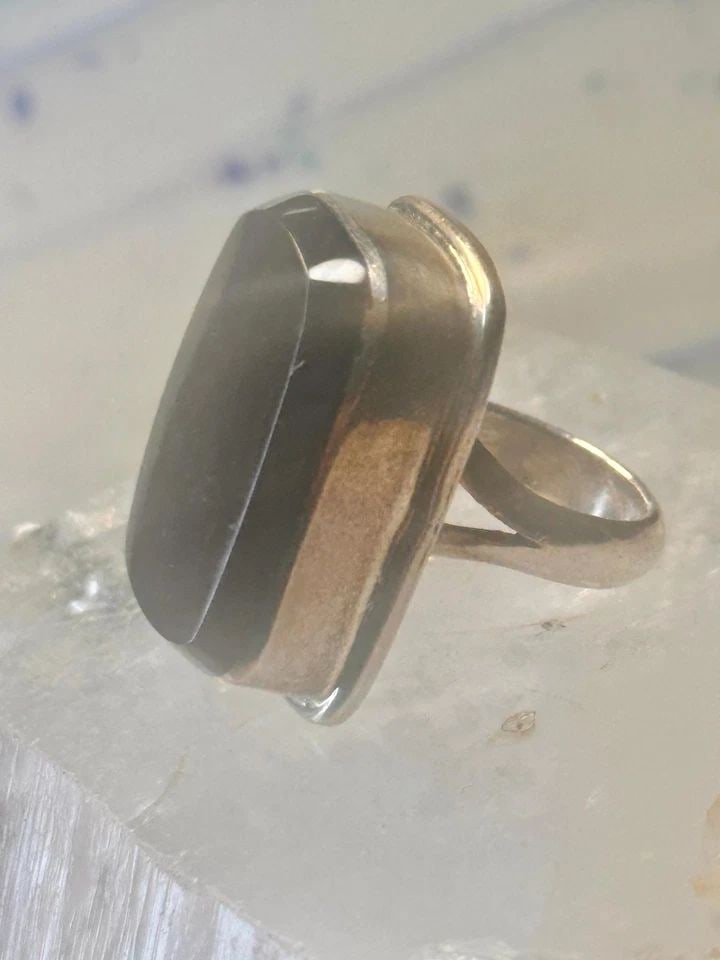 VINTAGE ONYX RING SOUTHWEST CHUNKY BAND SIZE 5.25 STERLING SILVER WOMEN (1 of 2)