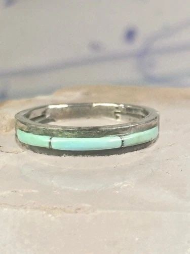 NAVAJO TURQUOISE RING SIZE 7.25 SOUTHWEST BAND STERLING SILVER WOMEN GIRLS (1 of 1)