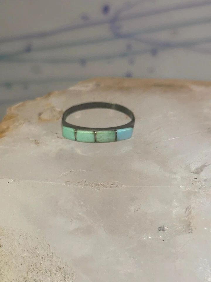 NAVAJO TURQUOISE RING SIZE 5.75 STACKER BAND SOUTHWEST STERLING SILVER WOMEN GIR (1 of 2)