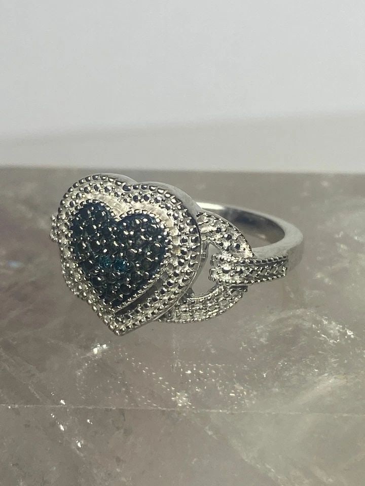 HEART RING LOVE BAND STERLING SILVER WOMEN GIRLS (1 of 1)