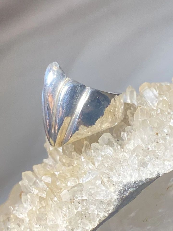 BULKY RING SIZE 5.50 CHUNKY MID CENTURY HEAVY BAND PINKY STERLING SILVER WOMEN G (1 of 2)