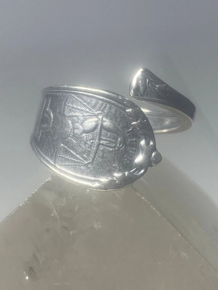 LIBRA SPOON RING SEPTEMBER ZODIAC BIRTHDAY BAND RING STERLING SILVER WOMEN GIRL (1 of 2)