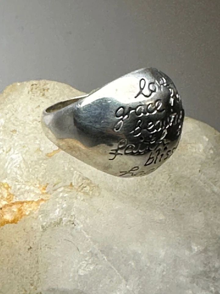 HAPPINESS RING WORDS LOVE HOPE BLISS JOY GRACE BEAUTY BAND SIZE 8.75 STERLING SI (1 of 1)