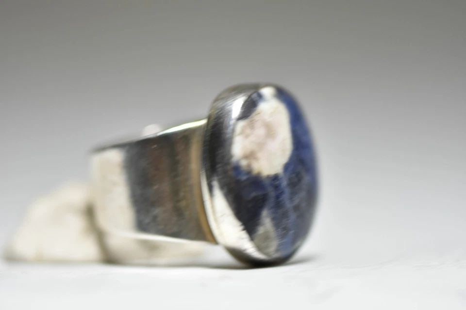 SODALITE RING SOUTHWEST MEXICO PINKY BAND TRIBAL STERLING SILVER WOMEN GIRLS (1 of 2)