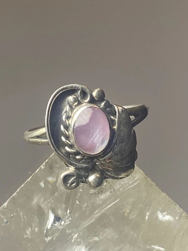 MOTHER OF PEARL RING SOUTHWEST PINKY STERLING SILVER WOMEN GIRL S (1 of 2)