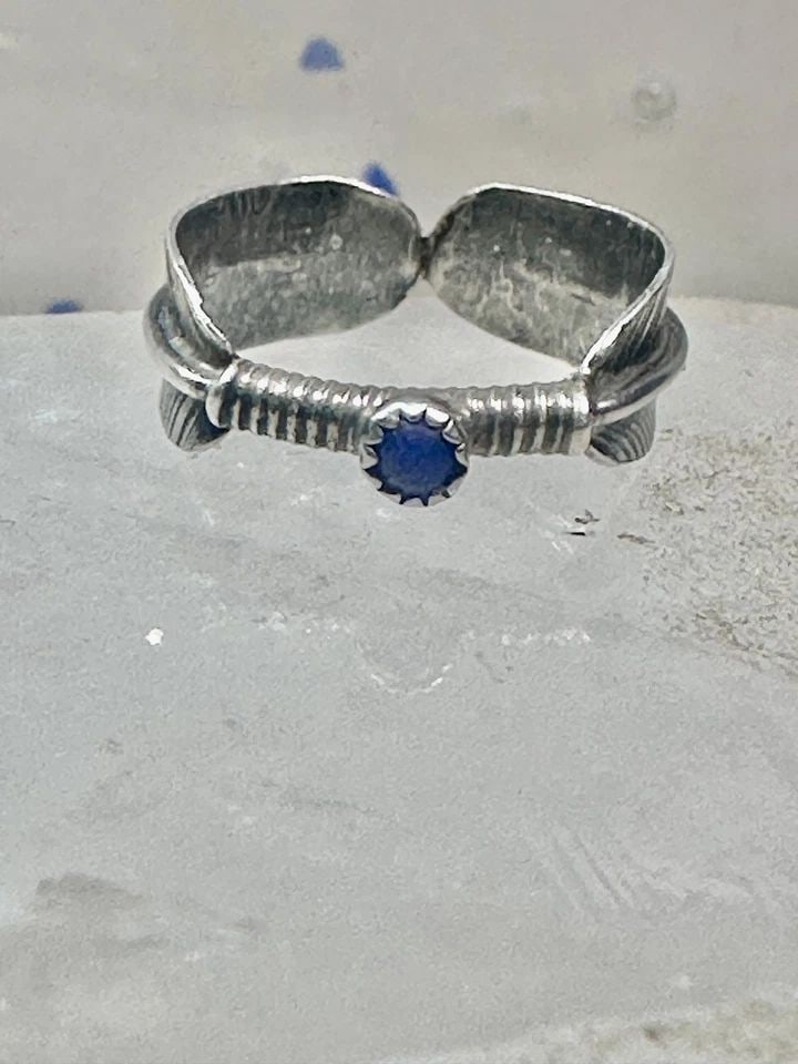 FEATHER RING BLUE LAPIS BAND SOUTHWEST SIZE 5 STERLING SILVER WOMEN (1 of 2)