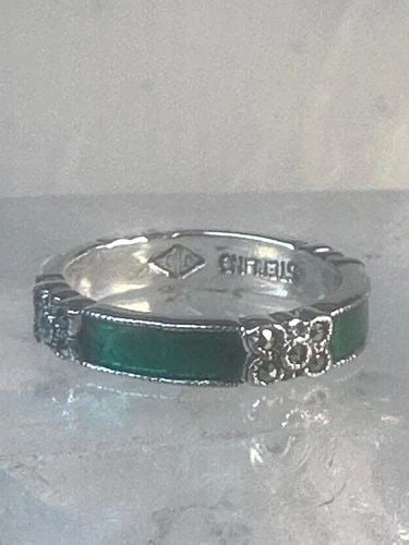VINTAGE JUDITH JACK RING MARCASITE GREEN BAND SIZE 6 STERLING SILVER WOMEN (1 of 1)