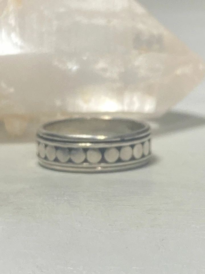 SPINNER RING BEADED BAND BIKER STERLING SILVER WOMEN MEN (1 of 2)