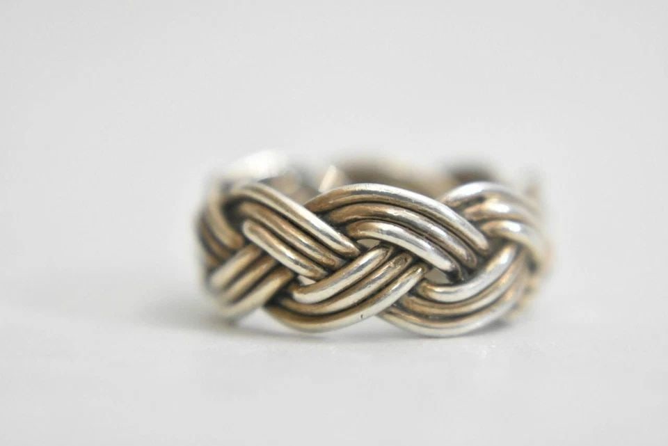 ROPE RING MEXICO WOMEN BIKER BAND STERLING SILVER GIRLS BOYS (1 of 2)