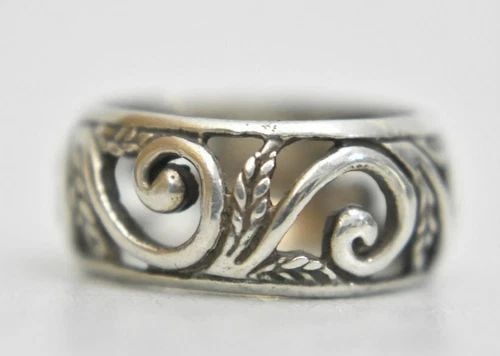 FLORAL RING VINES BAND PINKY BAND STERLING SILVER WOMEN SIZE 5.5 (1 of 1)