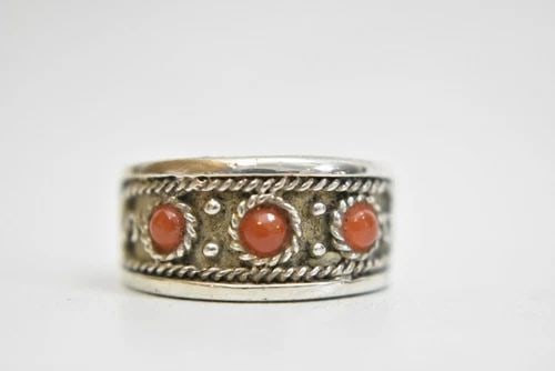 CORAL RING SIZE 6.75 BAND STERLING SILVER WOMEN BOYS (1 of 1)
