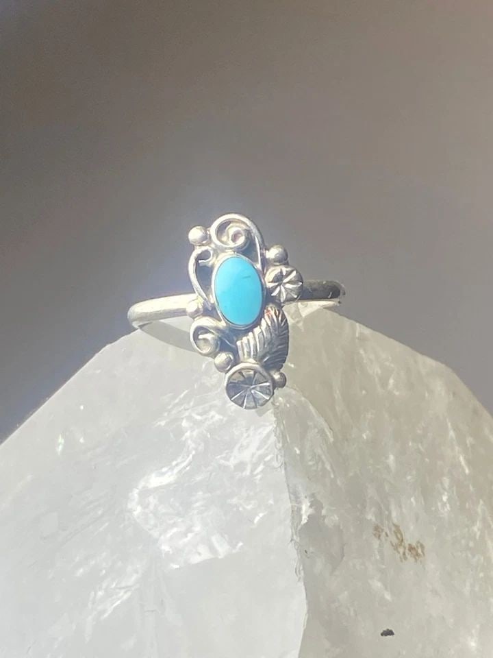 TURQUOISE RING SOUTHWEST PINKY STERLING SILVER WOMEN GIRL RR (1 of 1)