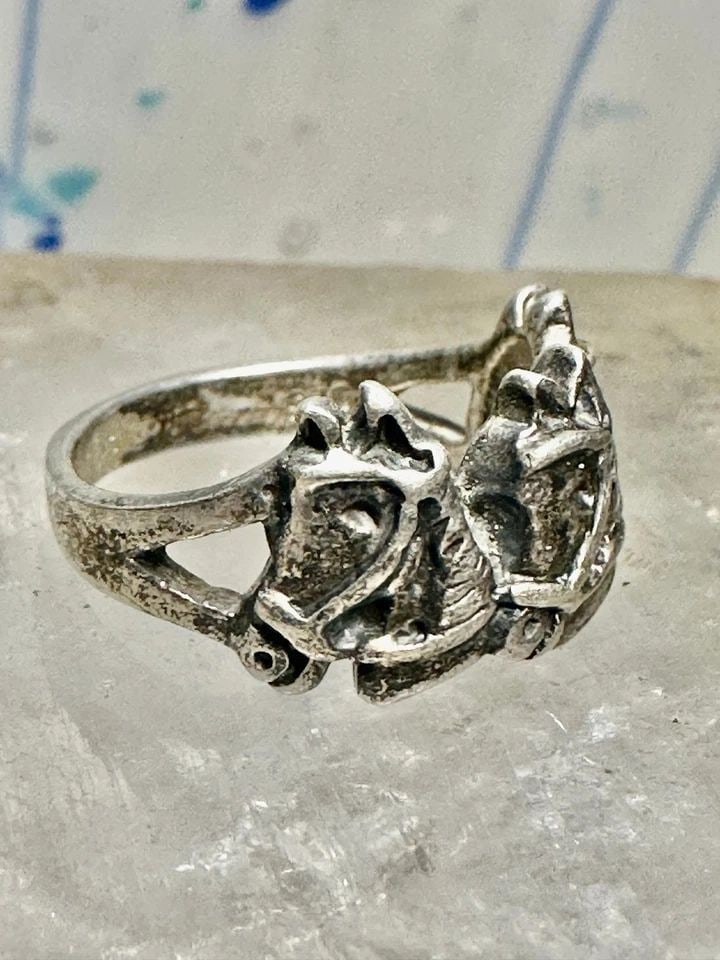 HORSE RING HORSES PINKY COWGIRL BAND SIZE 4.75 STERLING SILVER WOMEN (1 of 2)