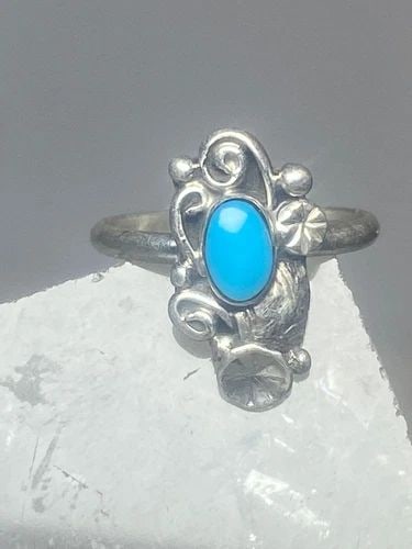 TURQUOISE RING SOUTHWEST PINKY FLORAL LEAVES BLOSSOM BABY CHILDREN WOMEN GIRLS (1 of 1)