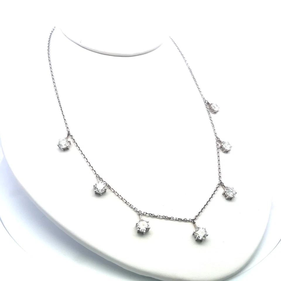 VINTAGE 14K WHITE GOLD DROP NECKLACE WITH 7.23 CARAT ROUND DIAMONDS GIA E-H: VINTAGE 14K WHITE GOLD DROP NECKLACE WITH 7.23 CARAT ROUND DIAMONDS GIA E-H VINTAGE 14K WHITE GOLD DROP NECKLACE WITH 7.23 CARAT ROUND DIAMONDS GIA E-H PRODUCT DESCRIPTION Detailed Description: Embrac