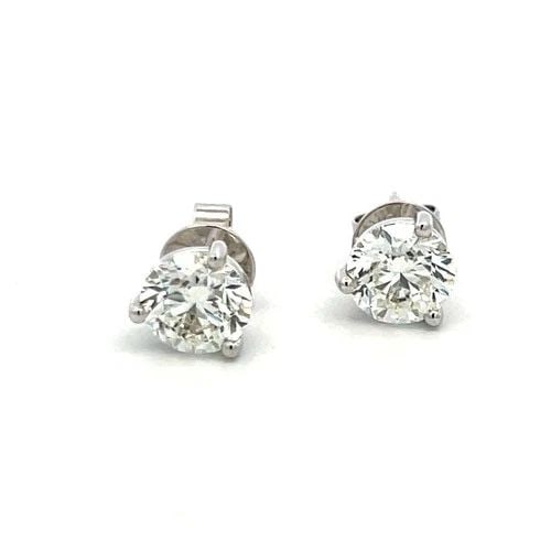 4.00CT ROUND BRILLIANT DIAMOND STUD EARRINGS IN 18K WHITE GOLD WITH GIA (I SI2) (1 of 2)