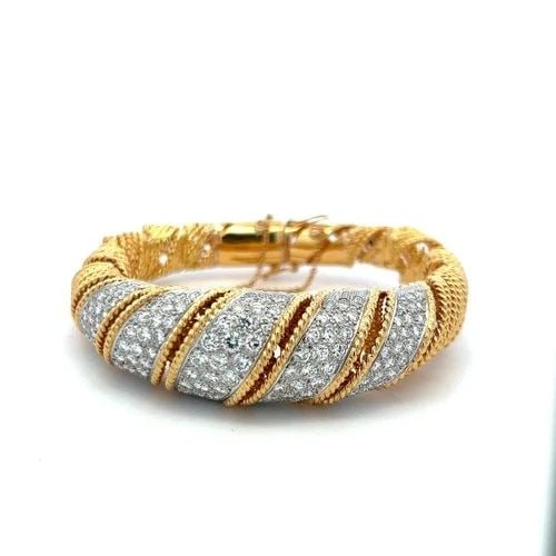 8.00 CT G VS DIAMOND VINTAGE BRACELET 18K YELLOW GOLD STATEMENT DESIGN (1 of 2)