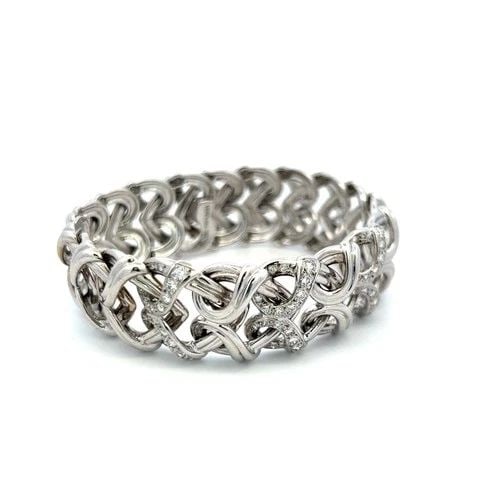 VERDURA 18K WHITE GOLD LINK BRACELET WITH 1.1 CARAT ROUND F-VS DIAMONDS (1 of 2)