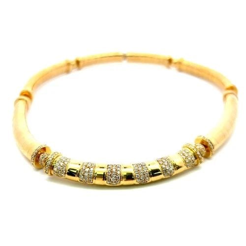 5.00 CARAT ROUND BRILLIANT G VS1 DIAMOND 18 KARAT YELLOW GOLD CHOKER NECKLACE (1 of 2)