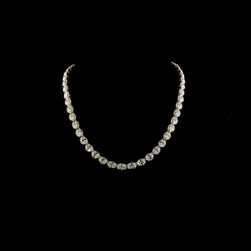 LAB-GROWN 35.2 CARAT OVAL E-F-VS DIAMOND 14K YELLOW GOLD TENNIS NECKLACE: LAB-GROWN 35.2 CARAT OVAL E-F-VS DIAMOND 14K YELLOW GOLD TENNIS NECKLACE Title: High-quality Brand-New Echo Friendly Elegant Lab-Grown 35.2 Carat Oval E-F-VS Diamond 14K Yellow Gold Tennis Necklace Vi