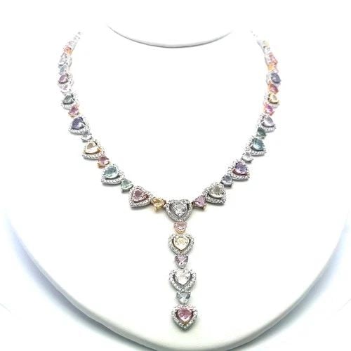 36.00 CARAT HEART & ROUND BRILLIANT DIAMOND STATEMENT NECKLACE IN 18K WHITE GOLD (1 of 1)