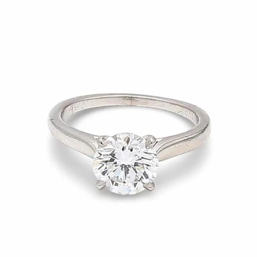 CARTIER 1.53 CARAT ROUND BRILLIANT SHAPE E-VS1 DIAMOND PLATINUM ENGAGEMENT RING: CARTIER 1.53 CARAT ROUND BRILLIANT SHAPE E-VS1 DIAMOND PLATINUM ENGAGEMENT RING Title: Cartier 1.53 Carat Round Brilliant Shape E-VS1 Diamond Platinum Engagement Ring Style: Engagement Metal: Platinum