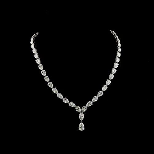 LAB-GROWN 48.98 CARAT PEAR E-F-VVS2 DIAMOND 14K WHITE GOLD TENNIS NECKLACE: LAB-GROWN 48.98 CARAT PEAR E-F-VVS2 DIAMOND 14K WHITE GOLD TENNIS NECKLACE Title: High-quality Brand-New Echo Friendly Elegant Lab-Grown 48.98 Carat Pear E-F-VVS2 Diamond 14K White Gold Tennis Necklac