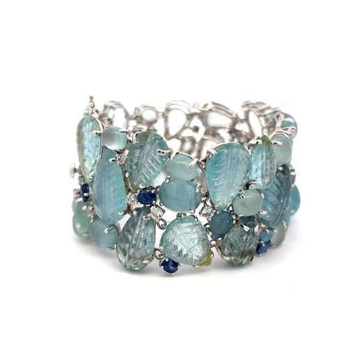 VINTAGE 18K WHITE GOLD LINK BRACELET WITH 3.75 CARAT SAPPHIRE 4.1-19.6 MM QUARTZ: VINTAGE 18K WHITE GOLD LINK BRACELET WITH 3.75 CARAT SAPPHIRE 4.1-19.6 MM QUARTZ VINTAGE 18K WHITE GOLD LINK BRACELET WITH 3.75 CARAT SAPPHIRE 4.1-19.6 MM QUARTZ PRODUCT DESCRIPTION Video: Video Link 