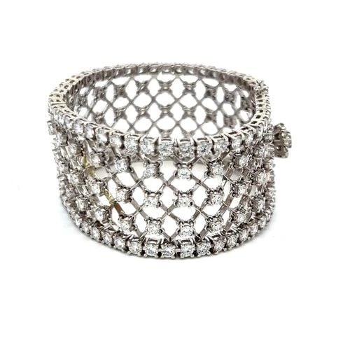 VINTAGE 18K WHITE GOLD LINK BRACELET WITH 13 CARAT ROUND I-SI DIAMONDS (1 of 2)