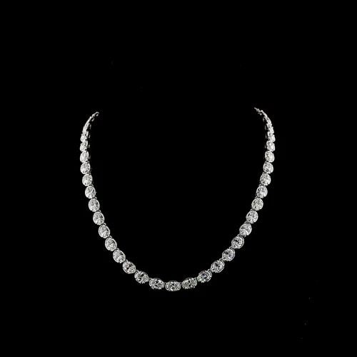 LAB-GROWN 34.88 CARAT OVAL E-F-VS DIAMOND 14K WHITE GOLD TENNIS NECKLACE: LAB-GROWN 34.88 CARAT OVAL E-F-VS DIAMOND 14K WHITE GOLD TENNIS NECKLACE Title: High-quality Brand-New Echo Friendly Elegant Lab-Grown 34.88 Carat Oval E-F-VS Diamond 14K White Gold Tennis Necklace Vi