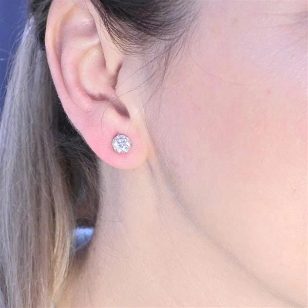 TIFFANY & CO. 2.25 CARAT ROUND BRILLIANT H VS2 DIAMOND PLATINUM STUD EARRING (1 of 1)