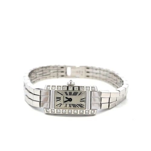 CARTIER VINTAGE 18K WHITE GOLD WRIST WATCH WITH 0.36 CARAT ROUND G VS DIAMONDS (1 of 2)
