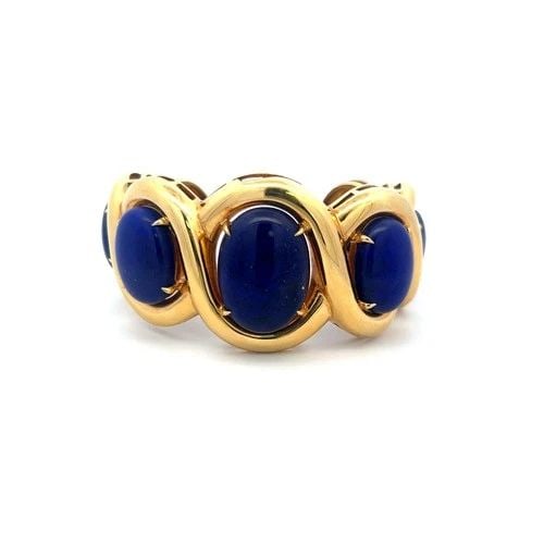 SEAMAN SCHEPPS 18 KARAT YELLOW GOLD LAPIS BANGLE BRACELET (1 of 2)