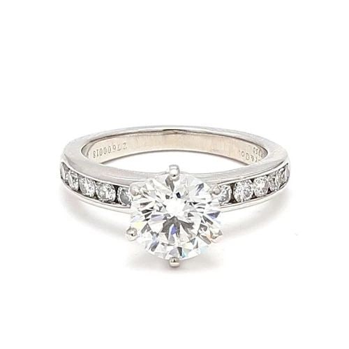 TIFFANY AND CO 1.57 CARAT ROUND BRILLIANT DIAMOND PLATINUM ENGAGEMENT RING (1 of 2)