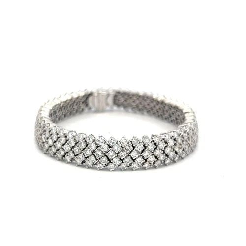 VINTAGE 18K WHITE GOLD MESH TENNIS BRACELET WITH 14.4 CARAT ROUND H SI DIAMONDS (1 of 2)