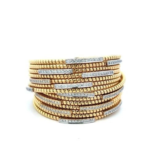 3.12 CARAT F VS DIAMOND VINTAGE BANGLE BRACELET 18K TWO-TONE GOLD (1 of 2)