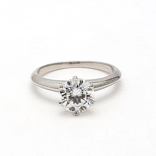 TIFFANY & CO.. 1.58 CARAT ROUND BRILLIANT G-VVS2 DIAMOND PLATINUM RING: TIFFANY & CO.. 1.58 CARAT ROUND BRILLIANT G-VVS2 DIAMOND PLATINUM RING Title: Tiffany and Co 1.58 Carat Round Brilliant G-VVS2 Diamond Platinum Engagement Ring Style: Engagement Metal: Platinum Gemsto