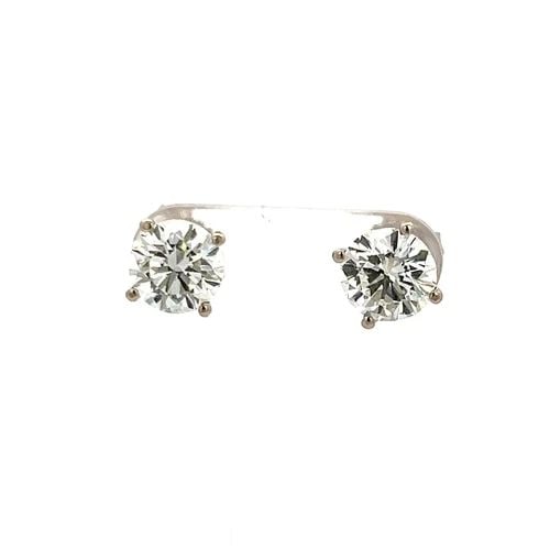 3.01 CARAT ROUND BRILLIANT H VS1 DIAMOND 14K WHITE GOLD STUD EARRINGS (1 of 1)