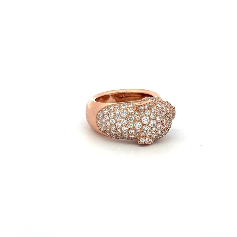 1.15 CARAT F VS DIAMOND 0.06 CARAT EMERALD 18 KARAT ROSE GOLD PANTHERE RING (1 of 1)
