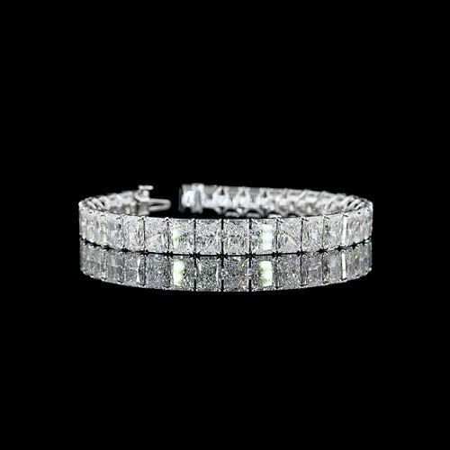 LAB-GROWN 31.87 CARAT RADIANT E-F-VS2 DIAMOND 14K WHITE GOLD TENNIS BRACELET (1 of 2)