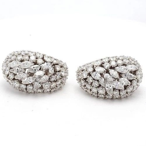 15.00 CARAT MIXED CUT H SI1 DIAMOND 18 KARAT WHITE GOLD CLUSTER EARRINGS: 15.00 CARAT MIXED CUT H SI1 DIAMOND 18 KARAT WHITE GOLD CLUSTER EARRINGS PRODUCT DESCRIPTION Title: 15.00 Carat Mixed Cut H SI1 Diamond 18 Karat White Gold Cluster Earrings Style: Cluster Metal: 18 Ka